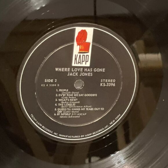 Jack Jones Where Love Has Gone (Vinyl, 1964) Kapp Records KS-3396 VG+ LP Record - Picture 10 of 10